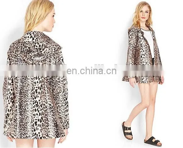 2015 Latest Fashion Guang Zhou Custom Coat,Leopard Print Raincoat Jacket photo-3