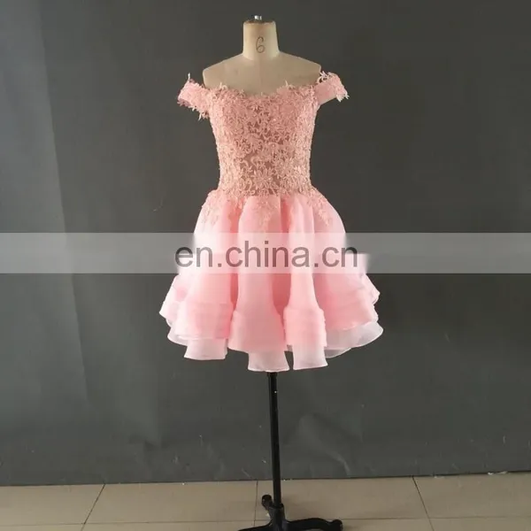 Mini Prom Dresses Real Photos Lace on Top With Appliques Beading Evening Gowns