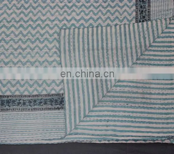 Hand Made Vintage Kantha Quilt Bedspreid Blanket Throw Twin Size photo-2