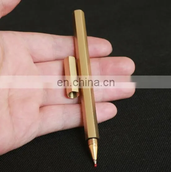 High Quality Hexagon Gel Ink Brass Pen photo-2