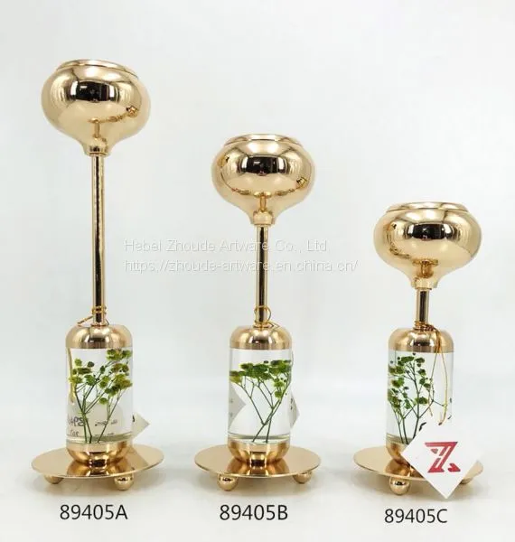 Europe Classical Gold Crystal Candle Holder for Wedding Decoration