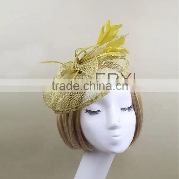 Handmade Design Sinamay Fabric Feather Wedding Party Fascinator With Alice Band photo-2