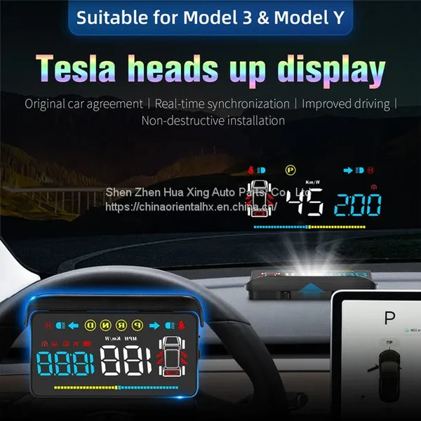 5 Inch HUD 3D Reflection Heads Up Obd Hud Display Speedometer Compatible With Tesl-a Model 3 Model Y Smart Gauge photo-2