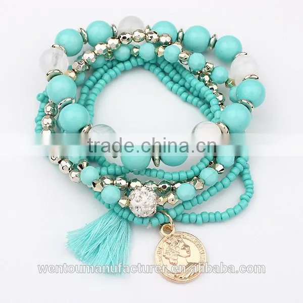 Handmade Jewelry Cuff Bracelet Multi Strand Glass Seed Beads Cuff Bracelet photo-5