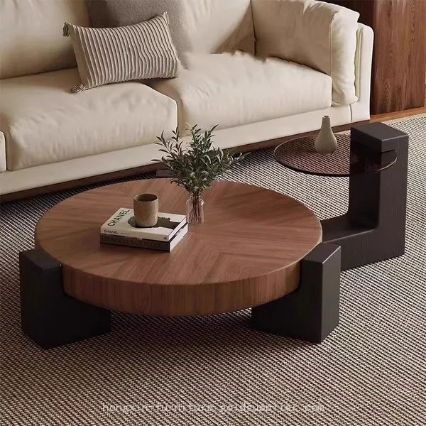 North American Walnut Wood Coffee Table with glass