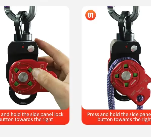 Outdoor Single and Double Pulley Rope Anti-knot Side Plate Pulley Climbing and Rock Climbing Rotating Ring Fixed Equipment photo-4