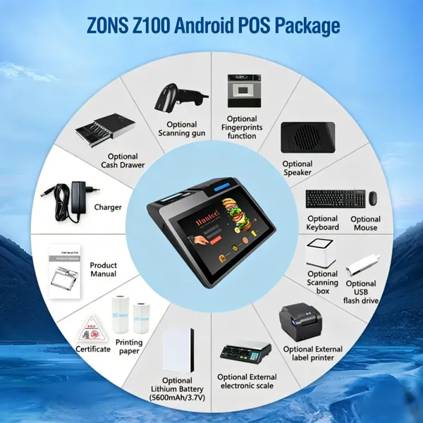 Dual Display POS Cash Register, 3GB+16GB Upgradable to 4GB+32GB, 4G WiFi BT GPS POS With Optional Cash Drawer for Beauty Store photo-5