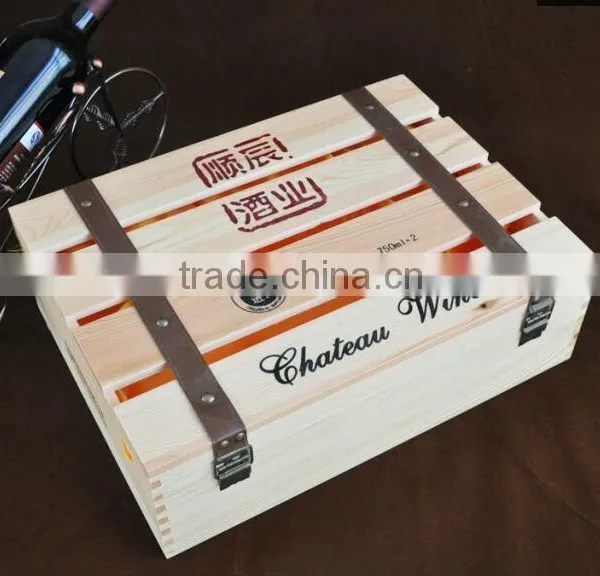 4 Bottles Pine Wood Wine Box Wooden Wine Bottle Gift Box photo-4