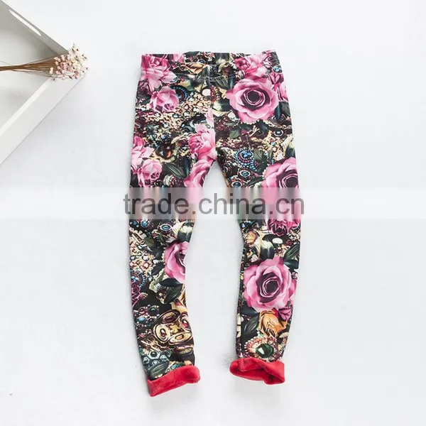 2015 Children Autumn & Winter Printing Kids Leggings Girl Add Wool Legging Baby Girl Keep Warm Pants With Six Colors photo-3