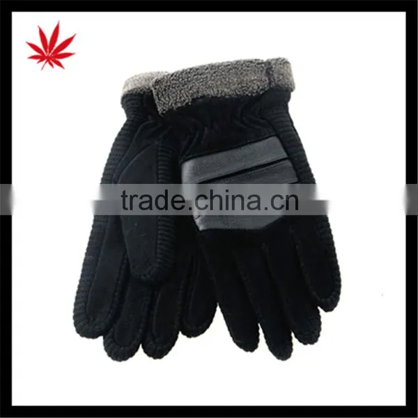 2016 Hot Selling Womens Warm Suede Gloves With Knitted Wrist photo-3