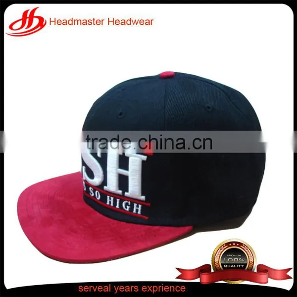 Custom 3D Embroidery 6 Panels Snapback Caps and Suede Leather Brim photo-2