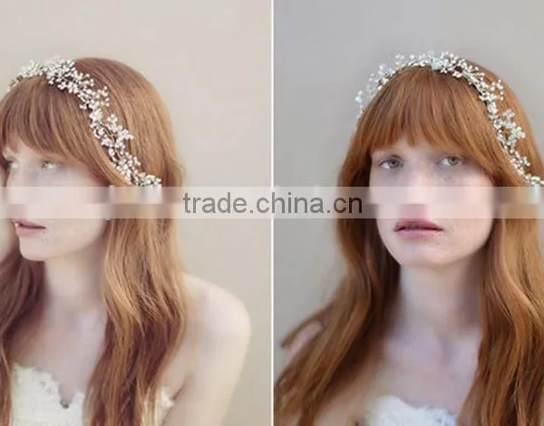 Luxury Handmade Rhinestone Pearl Hair Band New Brand Bridal Hair Accessories photo-3