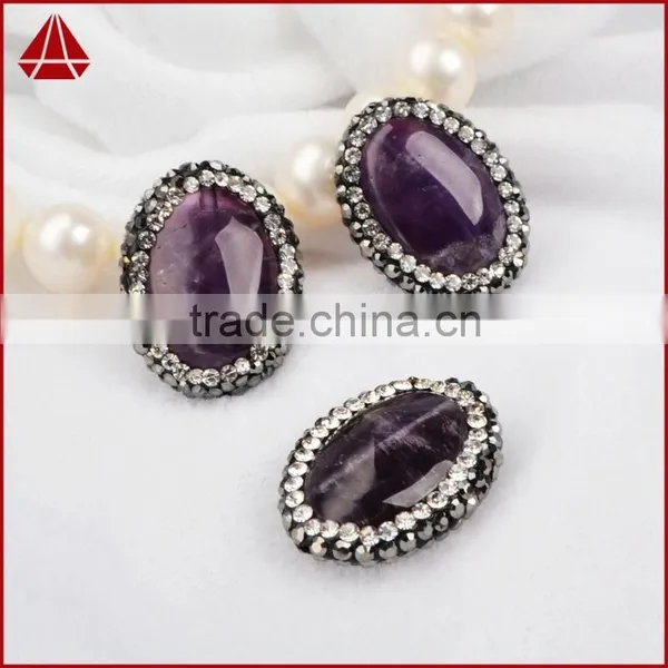 Wholesale Natural Raw Uraguay Amethyst Beads Boho CZ Jewelry, Black Rosary Druzy Amethyst Beads With Zircon Pave Cap photo-4