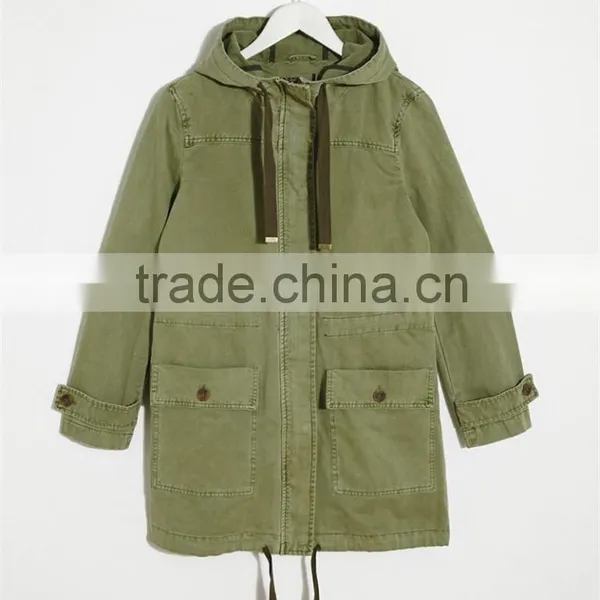Women Parka Coat With Hood and Drawstring Army Uniform Style OEM Service photo-5