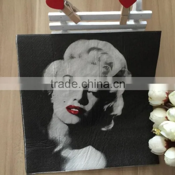 Virgin Pulp Brown Print One Color Logo 1/4 Fold Paper Napkin Lady Printed Napkin photo-2