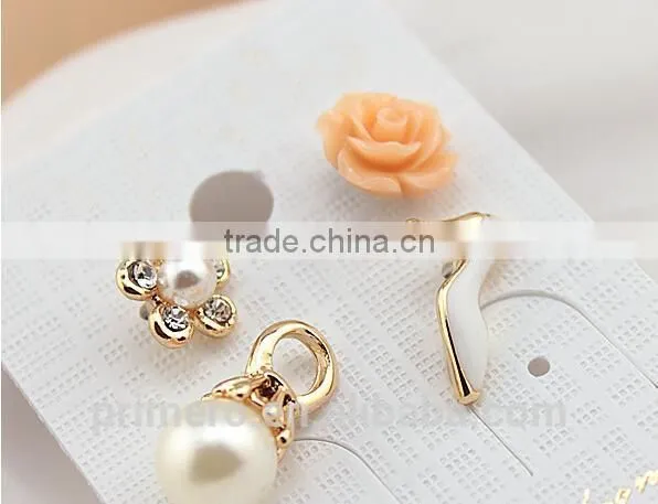 New Sexy Flowers Heels Shoe Asymmetric Earrings Women 18K Gold Plated photo-6