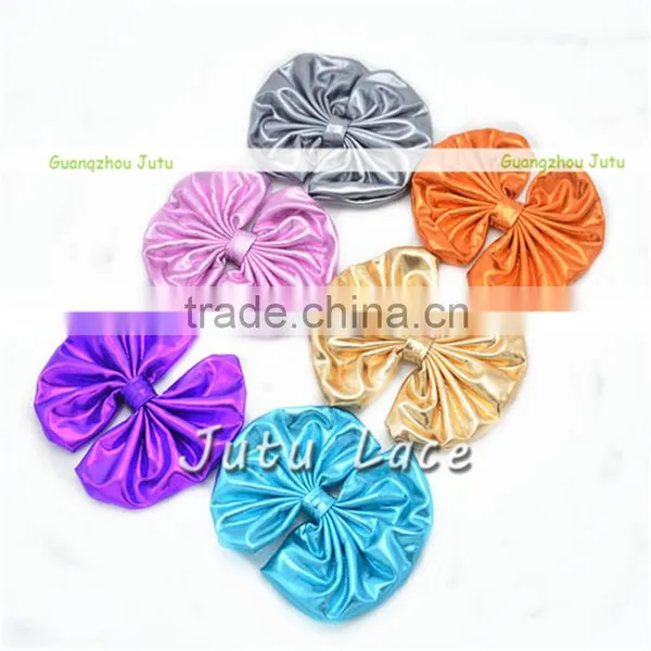 Wholesale DIY Craft Decorative Flowers Hair Bows -Big Shiny Fabric Golden Bowknots Garment Accessories photo-4