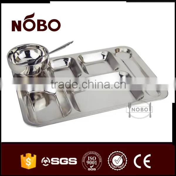 Hospital Use Stainless Steel 6 Compartments Dinner Food Serving Plate photo-2