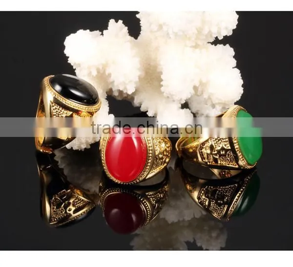 Copper Gold Plated Jewelry Stone Agate Ring Model Woman photo-6
