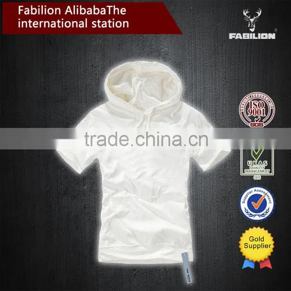 Hot Tide Brand Short-sleeved Solid Color 100% Cotton Plain Hoodie photo-3