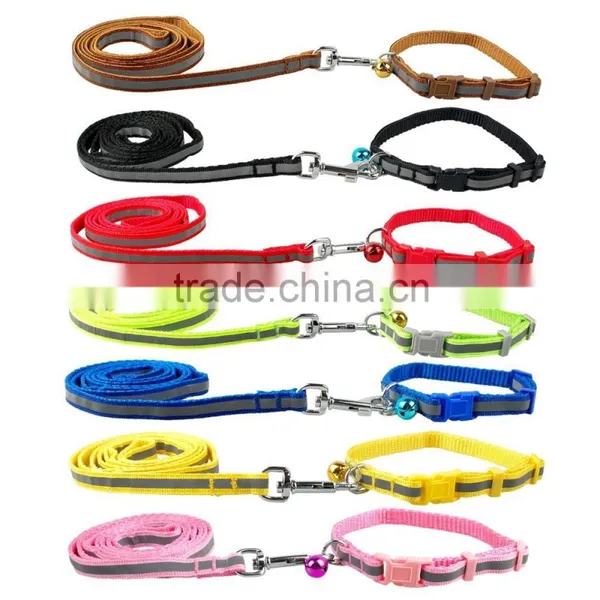 1.0*120cm Various Color Small Reflective Flat Nylon Dog Collar Leash