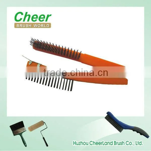 Wire Cleaning Brush With Brass Wire, Long Plastic Handle.