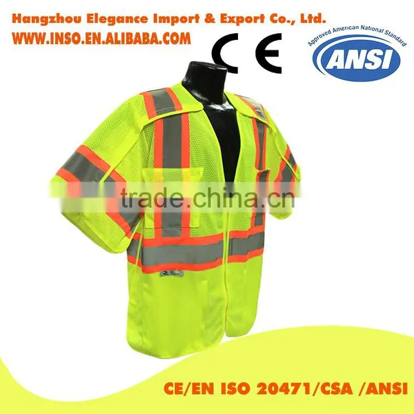 Short Sleeves Hi Vis Reflective Safety Jacket Mesh Vest With Reflector 3 Point Tear Away photo-2