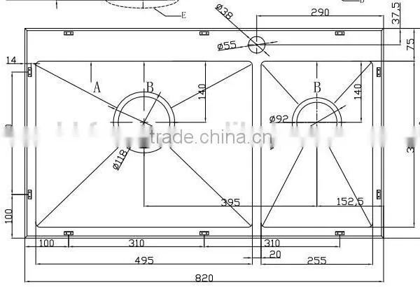 304 Steel Handcraft 60/40 Sink Undercoating photo-2