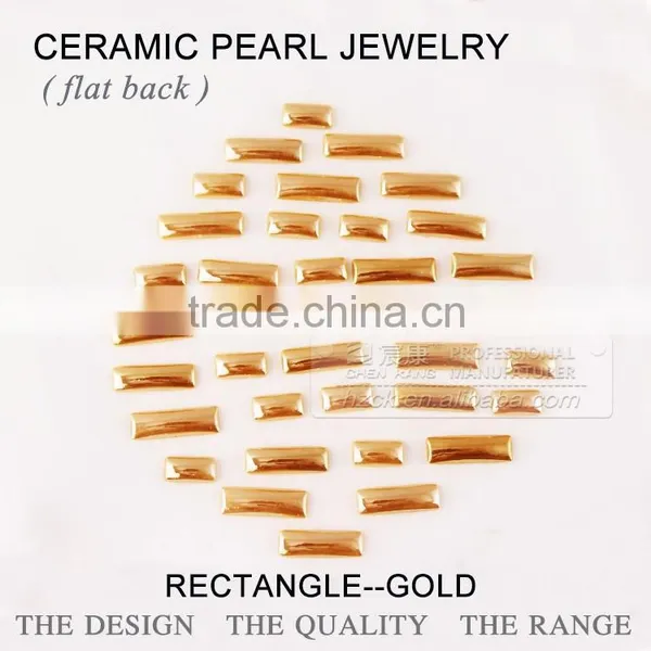 Wholesale Loose Ceramics Pearl Gold Rectangle Flat Back Ceramic Rhinestone Factory Direct on Sales