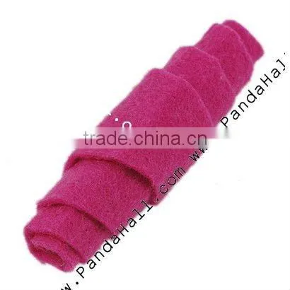 Handmade Woven Cloth Beads, Oval, HotPink, Size: About 36mm Long, 12mm Wide, 12mm Thick, Hole: 4mm(FIND-P017-3)