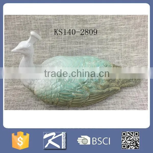 Gradient Color Home Decorative Porcelain Peacock Figurine photo-6