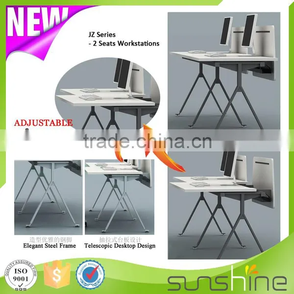 Office Workstation Partition for 2 Person Special Design Metal Table Leg With Wire Trough photo-2