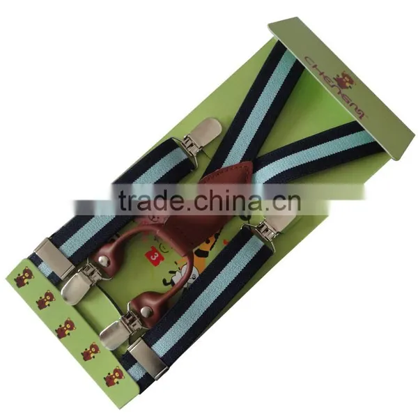 Fashion Genuine Leather Fittings Children Elastic Suspender 4 Clips photo-6