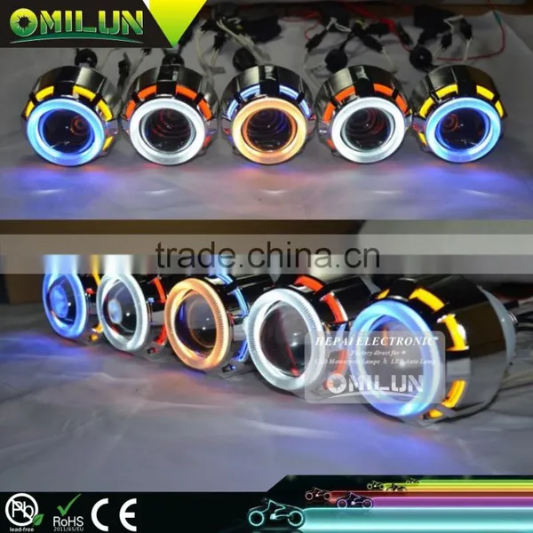 35W 2'' Inch Universal Motorcycle Headlight With Double Angel Eyes photo-3