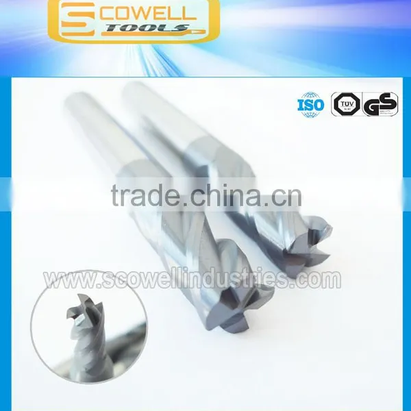 Tungsten Carbide CNC End Milling Cutter Micro Grain Altin Coated ,4F Flat End Mills