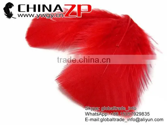 ZPDECOR Factory Wholesale Bulk Dyed Red Turkey Fluff Flat T-Base Body Plumage Feathers photo-3
