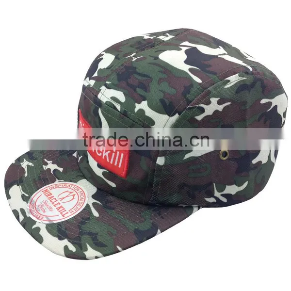 Custom Embroidered Patch Flat Brim Army Running Cap With Two Metal Eyelets photo-2