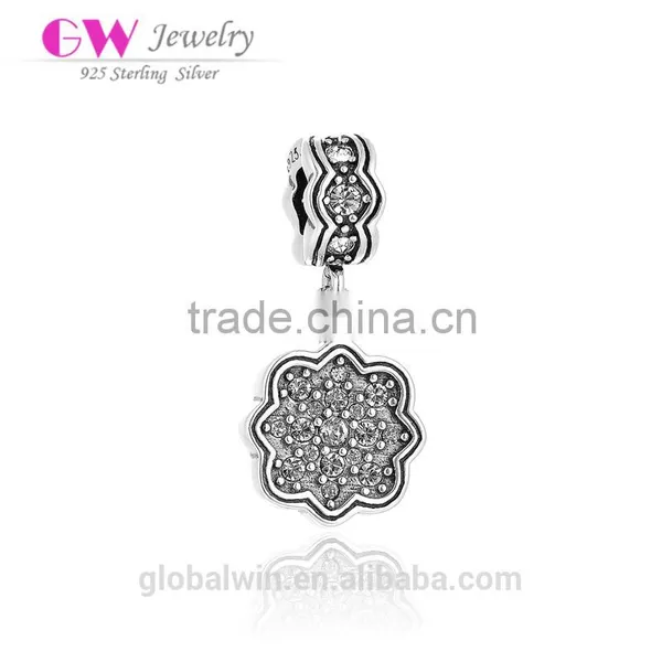 Mysterious Royal Castle Dangling Flower Antique 925 Sterling Silver Charms Pendant photo-5
