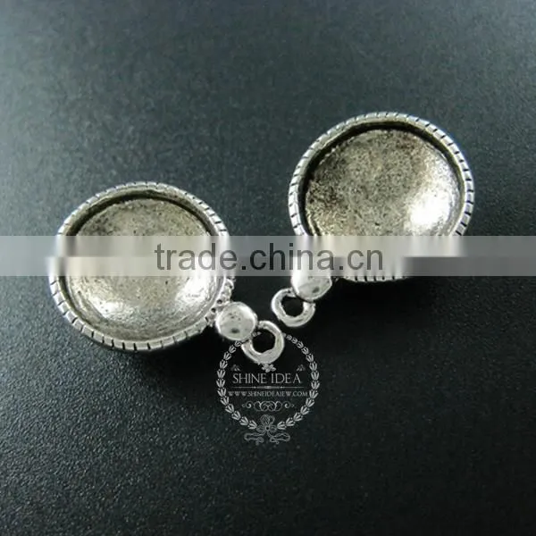 14mm Setting Size Vintage Alloy Antiqued Silver Round Bezel DIY Pendant Charm Bezels Tray 1411126 photo-3