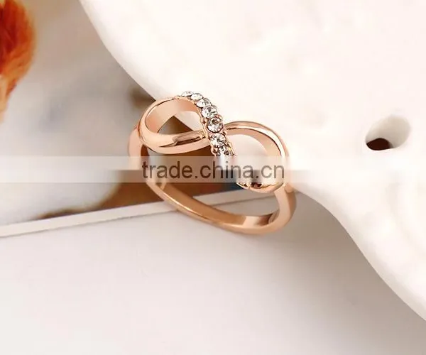 2016 New Fashion Jewelry 14k Real Rose Gold Plated Crystal Piston Ring photo-3