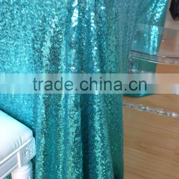 New Cheap Hot Sale Fancy 100% Polyester Embroidery Metallic Sequence Wedding Silver Sequin Table Cloth photo-4