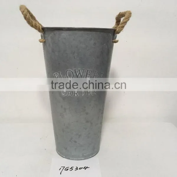 Display 5 Gallon Antique Home Decorative Tin Zinc Galvanized Flower Buckets Tall photo-5