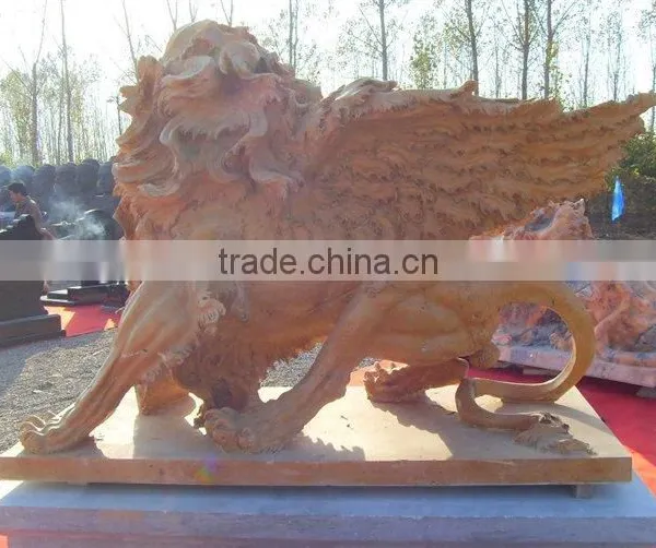 Hand Carved Marble Stone Lion Statue Sculpture Garden Yard Decoration Item photo-5