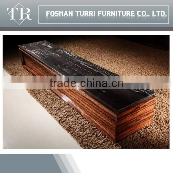 2015 Modern Latest Italy Ebony Veneer TV Stand With Marble Top photo-6