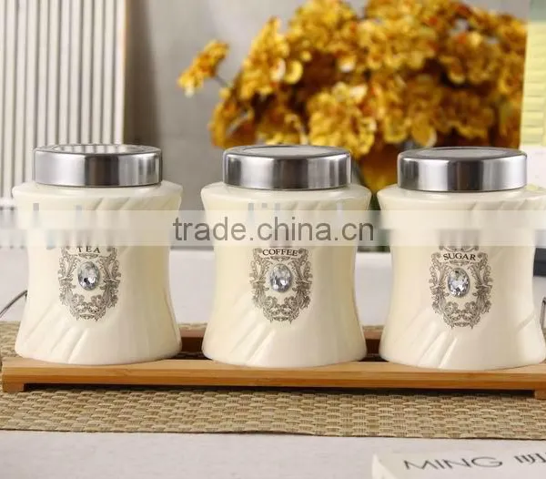 Airtight Ceramic Jar With Bamboo Rack photo-2