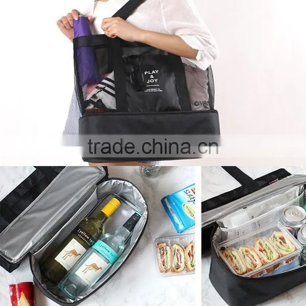 Custom Mesh Beach Tote Bag / Ice Cooler Bag With Insulated Compartment photo-4
