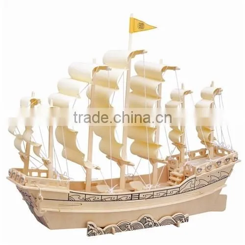 Children's Wooden Environmental 3d Puzzle Toys ,simulation Model of Sailing Fancy Toy photo-2