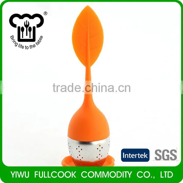 Factory Sale Leaf Grip Silicone Tea Strainer Tea Infuser With Tray photo-3