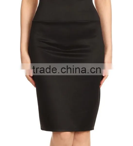 Office Ladies Skirt Designs 2018 Navy & Red Floral Classic Pencil Skirt Women Office Wear photo-5