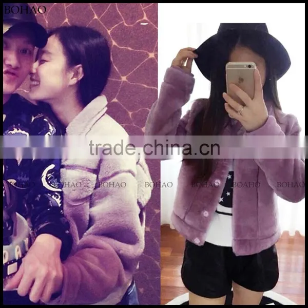 New Winter Clothes Star Loves Wool Cloth With Soft Nap Women Winter Imitation Sheep Fur Jacket photo-4